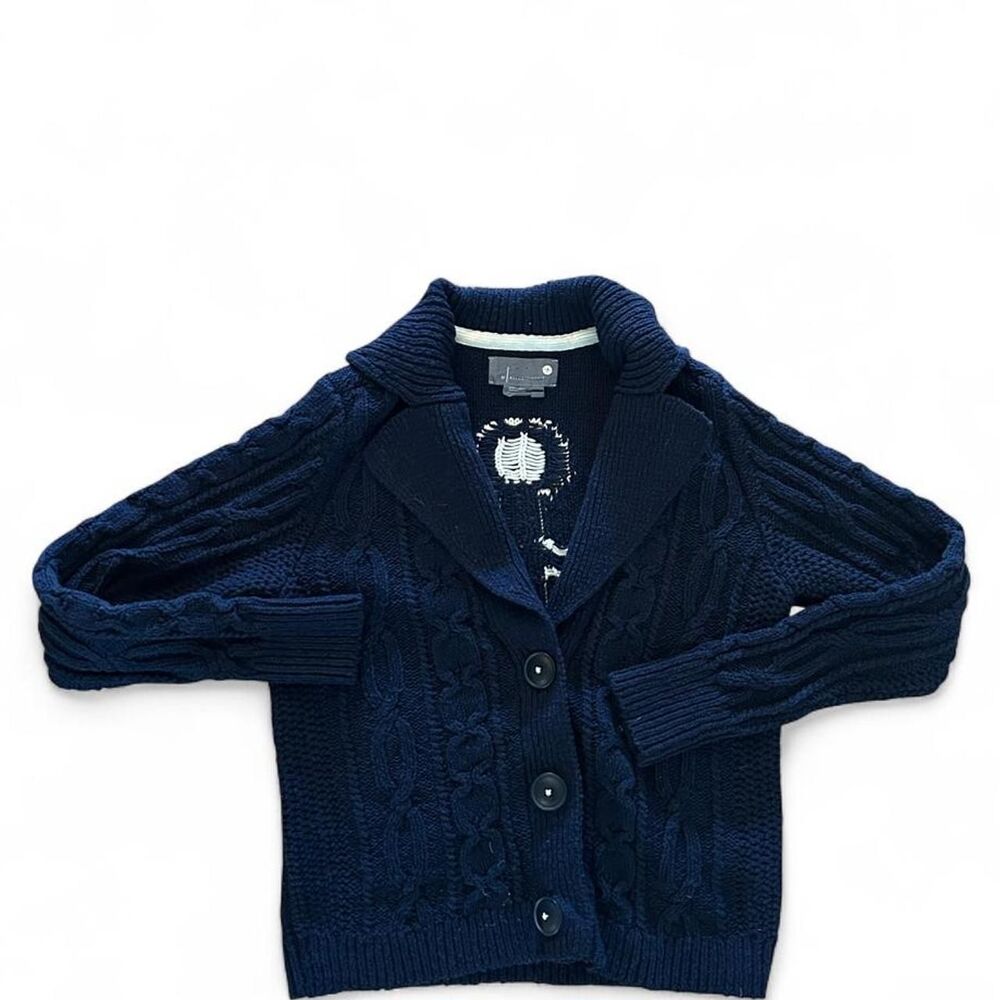 Anthropologie Women's Navy and Blue Anchor Cardigan - XS